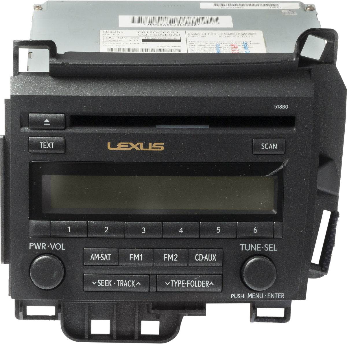 2011-13 Lexus CT200H AM FM SAT Radio CD MP3 Player Part ID