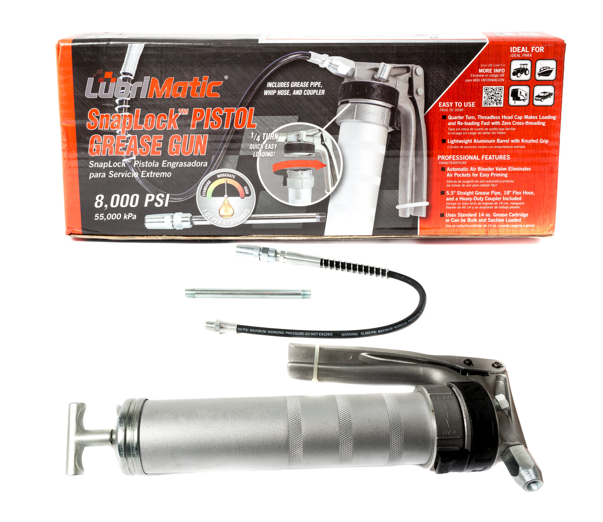 Plews & Edelman LubriMatic Snaplock Pistol Grip Grease Gun 8,000 PSI M