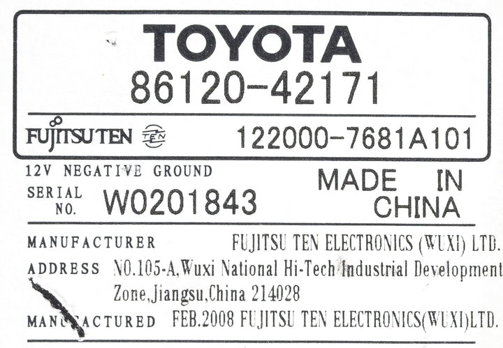 2006-08 Toyota RAV4 AM FM Radio Single Disc CD MP3 Player 86120