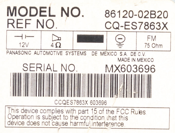 2009-2010 Toyota Corolla AM FM SAT Radio 6-Disc CD MP3 Player