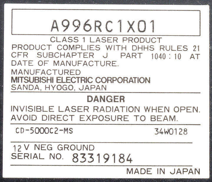 1994-2000 Mitsubishi Montero Rear Mounted 10 Disc Magazine CD