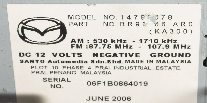 2006-2007 Mazda 3 AM FM Satellite-Capable Radio CD Player Model