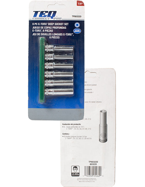 TEQ Correct Pro 1/4-In Drive Deep External E-TORX Socket Set 6-Pc Mode ...