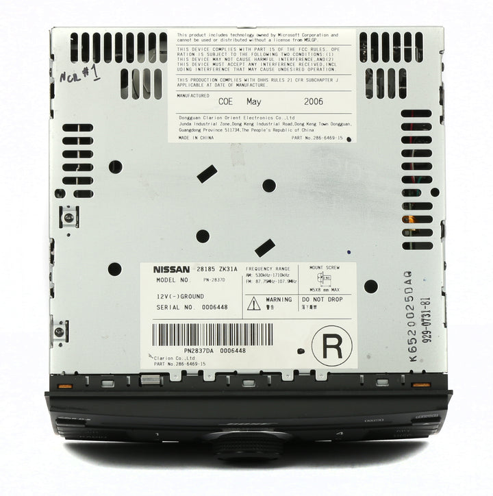 2007 Nissan Maxima AM FM Radio 6 Disc CD Player 28185 ZK31A