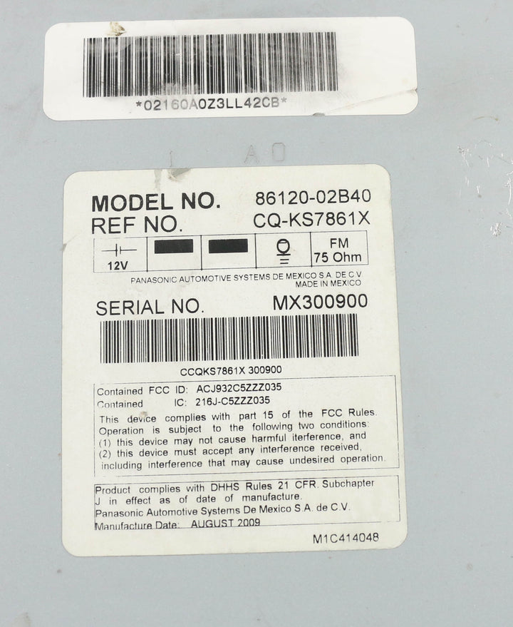 2009-2010 Toyota Corolla AM FM XM Ready Radio mp3 6 Disc CD