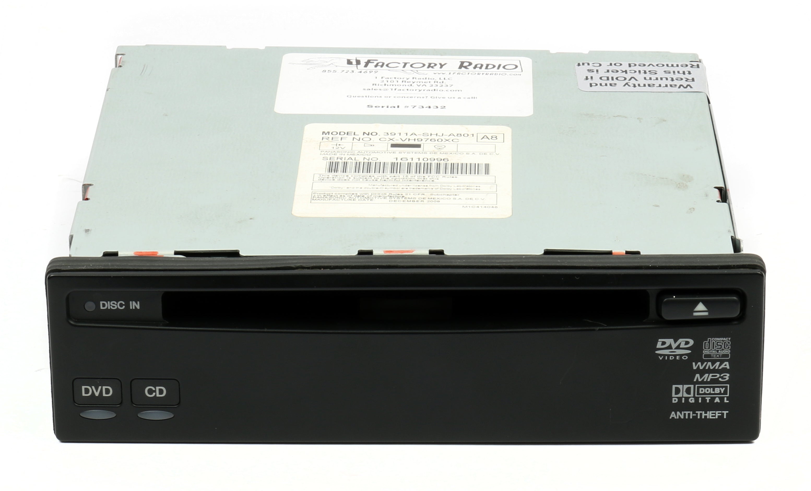 2003-10 Honda Accord Civic Element Odyssey Pilot DVD Player 3911A