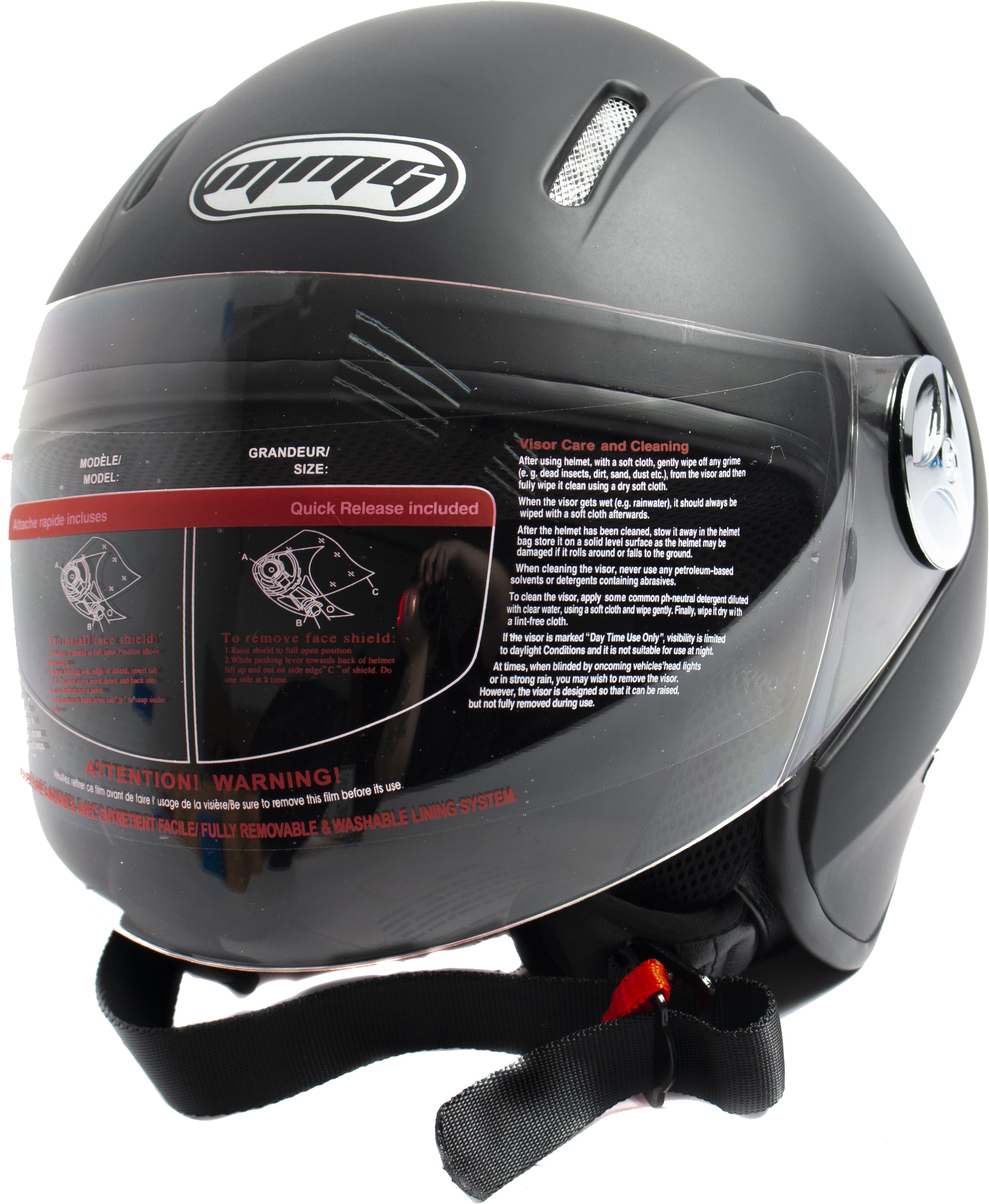 Yema Open face Motorcycle Helmet Matte Black Size Extra Large Part YEMA-627MBM