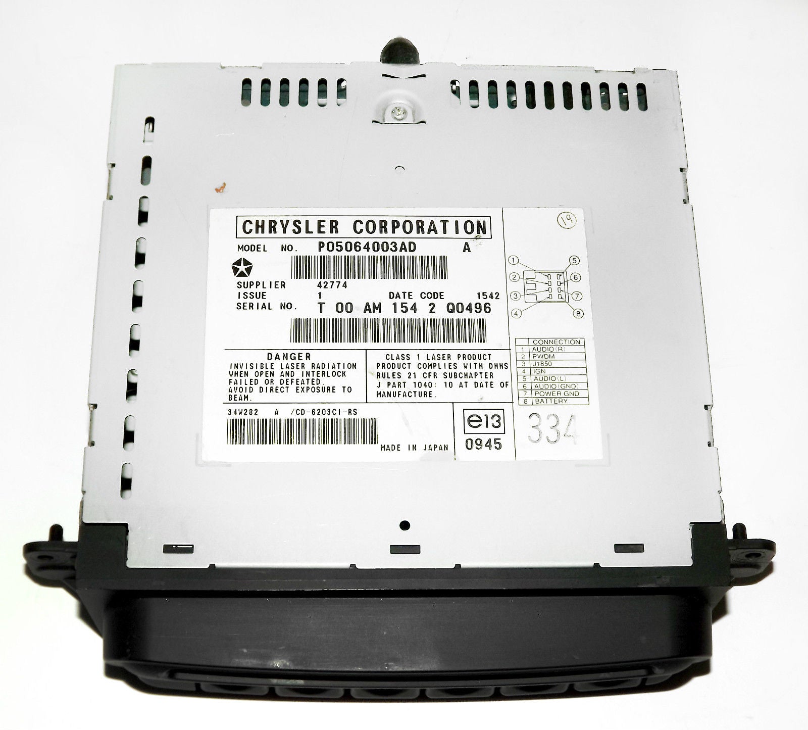 Dodge Chrysler 1998-03 Car Truck OEM 6 Disc CD Auto Changer Player
