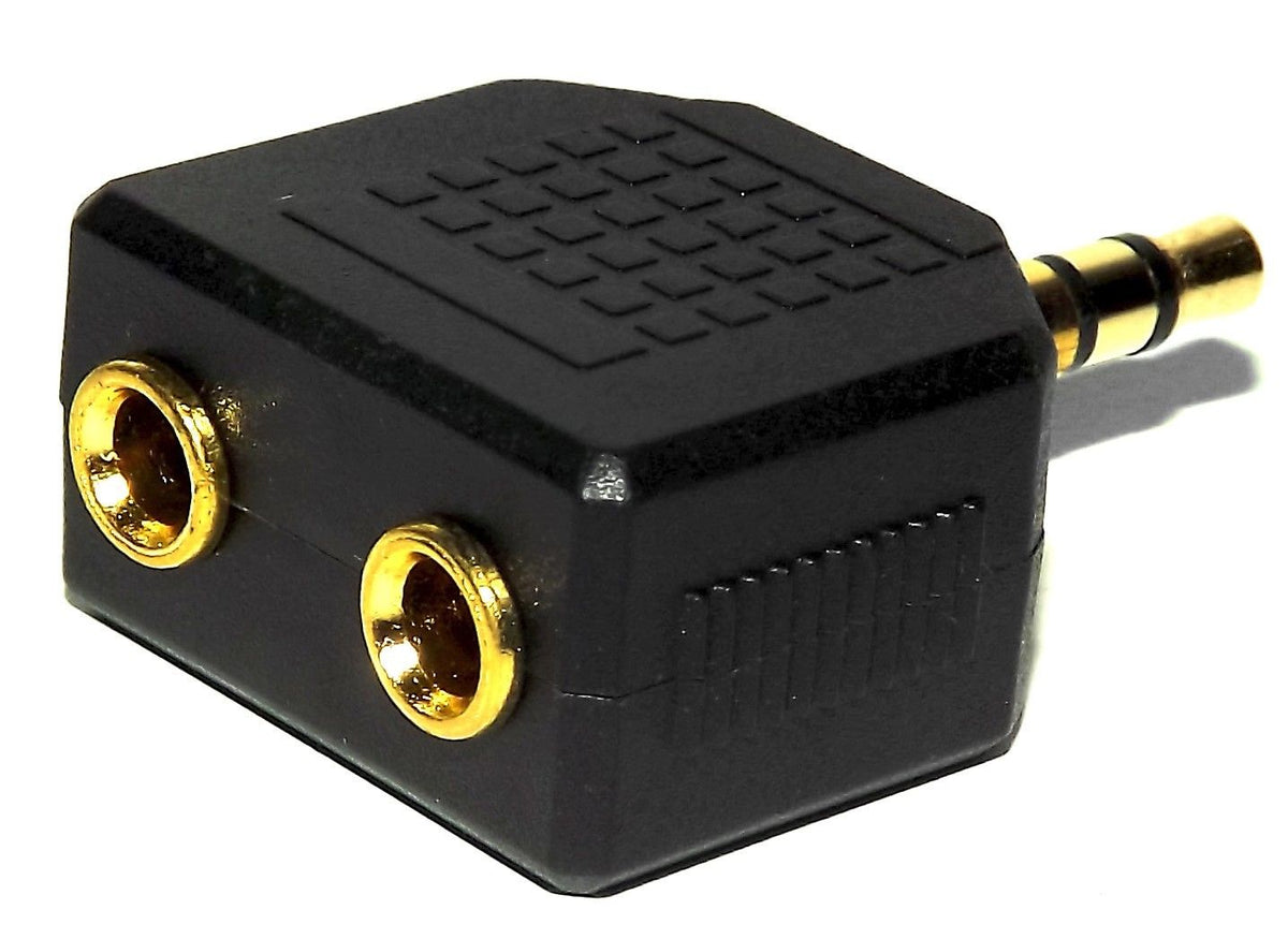 High Quality Mini 3.5mm Stereo Headphone Splitter - Gold Male to Dual ...